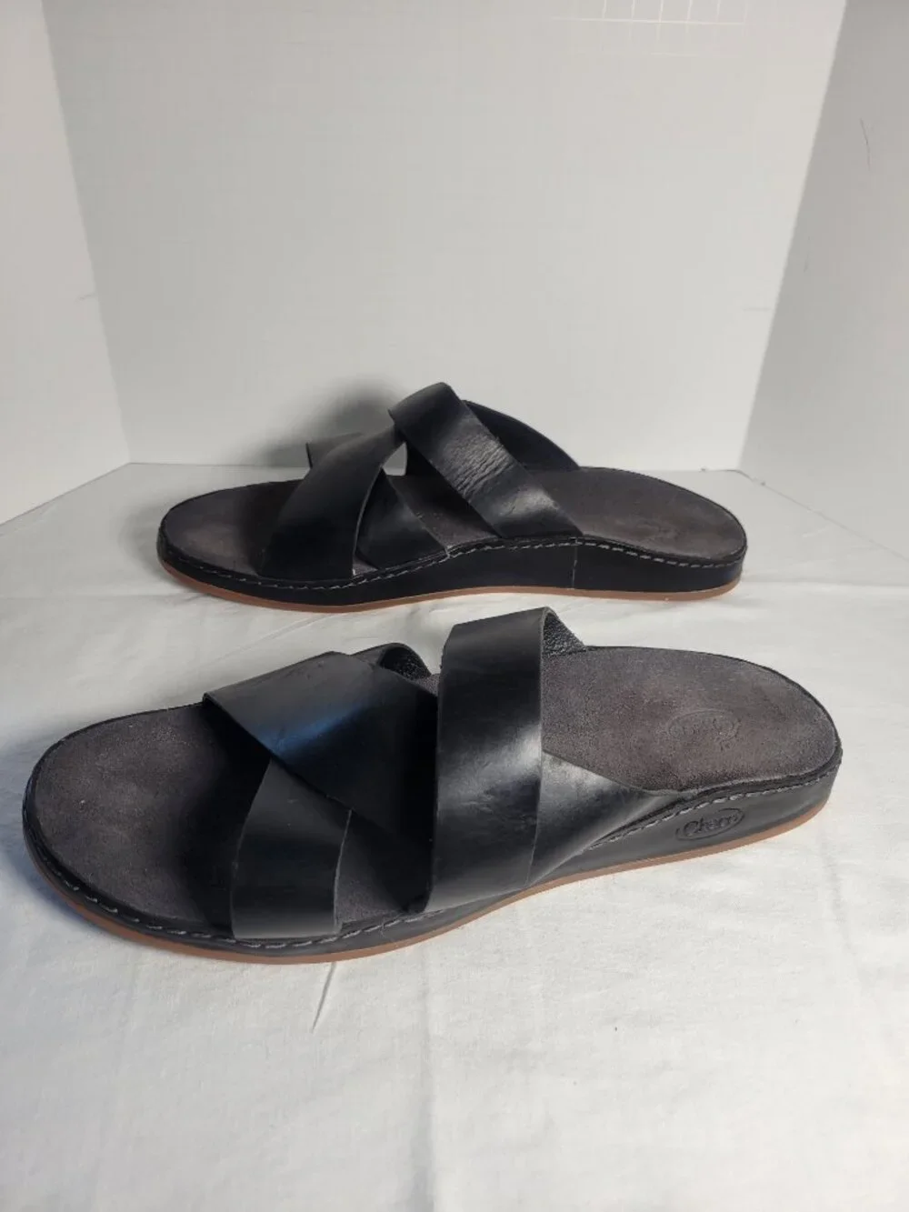 Chaco Wayfarer Black Leather Slide Sandals Women's 11 EU 42